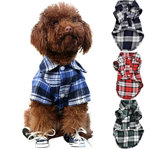 Meidiya 3 Packs Plaid Dog Shirt Clothes Dog T-shirt Outfit Soft Cute Dog Coat Clothes for Small Dogs Puppy Casual Spring Summer Costumes