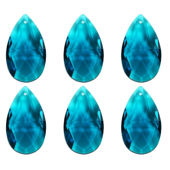 Uxcell K9 Crystal Pendants Teardrop Beads, 6 Pack 38mm Chandelier Prisms Parts Hanging Beads DIY Lamp Sky Blue