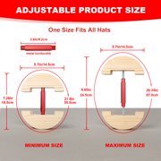 Hat Stretcher for Fitted Hats, Adjustable Hat Stretcher Fitted Hat Size 7 to 8 1/2, Hat Jack Stretcher, Hat Reshaper Fits All Cap - Solid Wood, Heavy Duty of Hat Extender