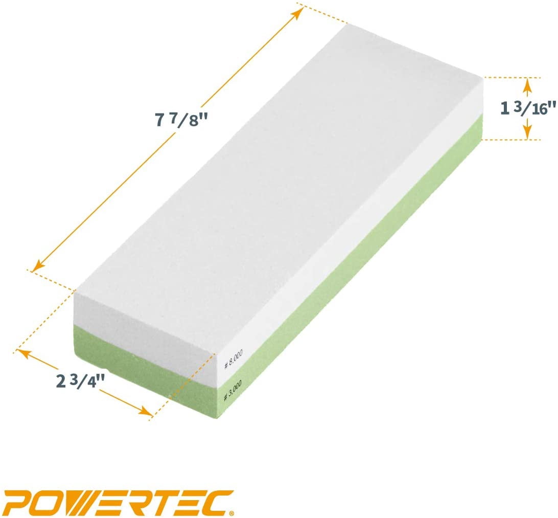 POWERTEC Whetstone Knife Sharpener Stone – 3000/8000 Dual Side Grit Waterstone (71583)