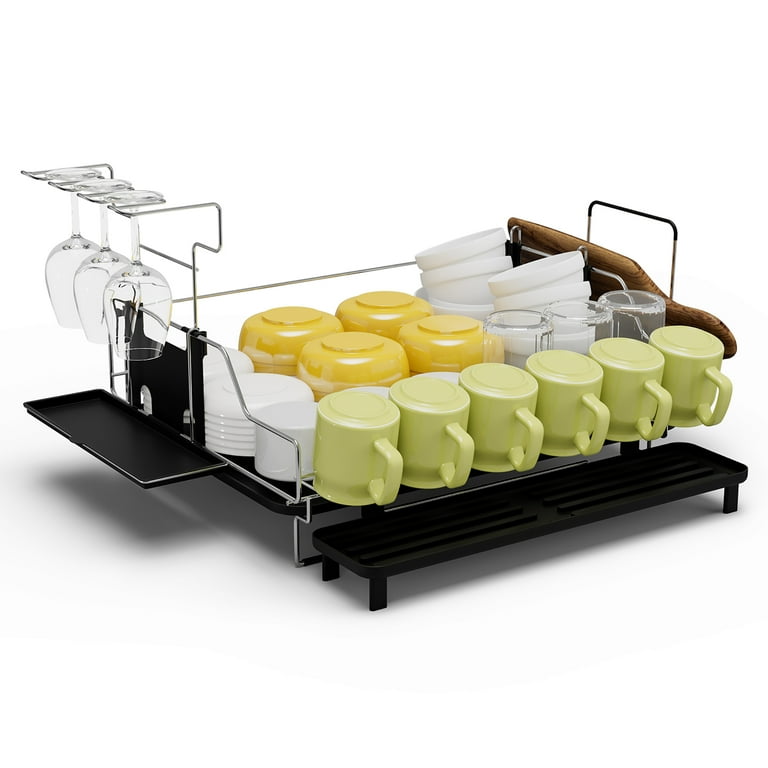 Costway Expandable Stainless Steel Dish Drying Rack with Drainboard