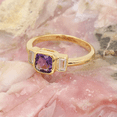 thumbnail image 4 of JAY JOOLS Amethyst Ring Gold Plated 925 Sterling Silver Cushion Cut Purple Gemstone with Crystal Side Stones for Women, 4 of 6