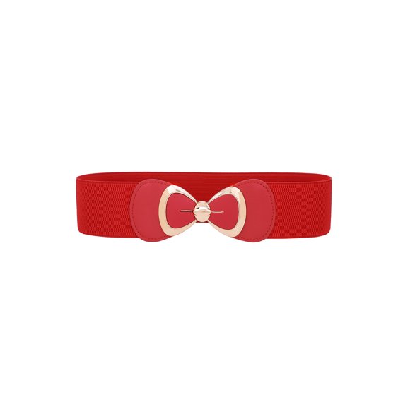 Cinturón elástico con hebilla de lazo para mujeres Inspire Chic, versátil para vestidos y blusas, 70x6cm/27.6x2.4" Rojo