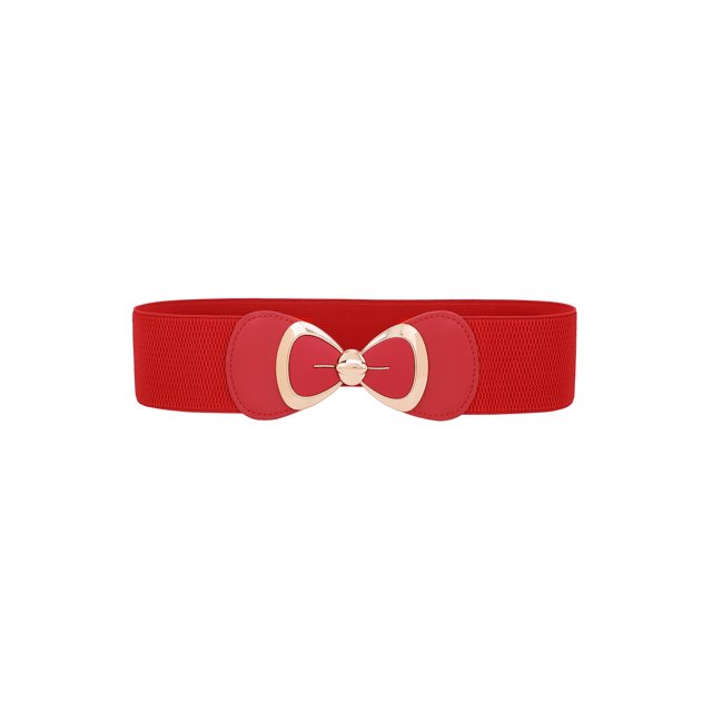 Cinturón elástico con hebilla de lazo para mujeres Inspire Chic, versátil para vestidos y blusas, 70x6cm/27.6x2.4" Rojo