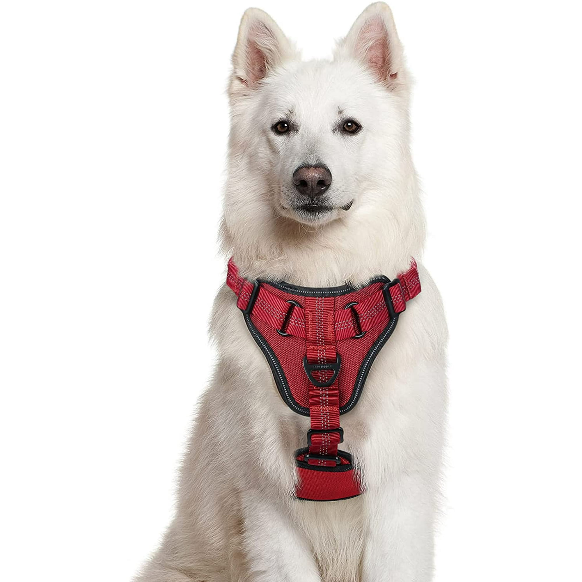Saydy Dog Harness No Pull Dog Vest For Large Dogs With Bungee Shoulder Straps Reflective Dog Walking Harness With Handle 2 Metal Clips Belly Adju