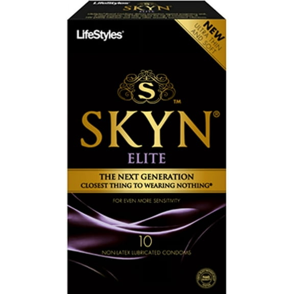 LifeStyles Skyn Ultra Thin Soft Non-Latex Lubricated Condoms, Elite 10 ea (Pack of 3)