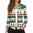 thumbnail image 6 of Women's Fashion Christmas Print Casual Zip-Up Long-Sleeve Hooded Jacket, for Outdoor Activities and Daily Use,Green,L, 6 of 6