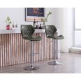 thumbnail image 2 of Guyou Adjustable Swivel Bar Stools Set of 2, Modern Faux Leather Counter Height Chairs with Backrest and Footrest for Kitchen Island Bar Restaurant, Olive Green, 2 of 10