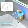 thumbnail image 5 of Bathroom Sink Faucet Led Light 3 Colors Changing Waterfall Glass Spout Hot Cold Water Mixer Single Handle One Hole Deck Mounted Bathroom Faucet Black Lavatory Vanity Basin Bath Plumbing, 5 of 6