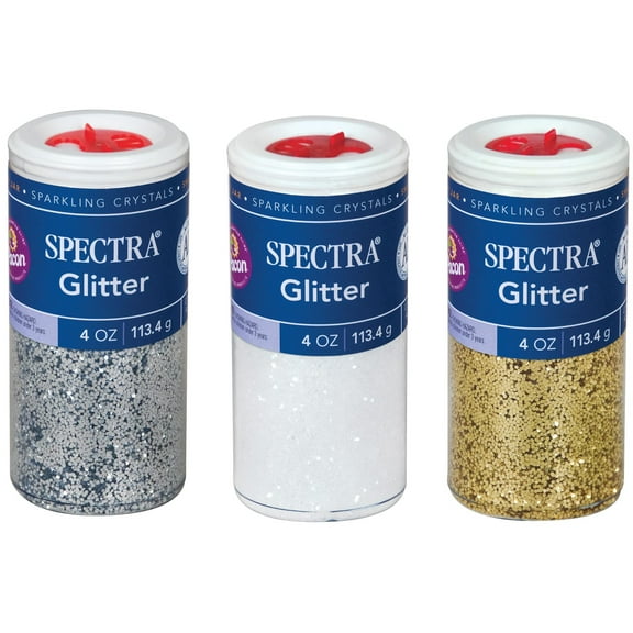 (3-Pack Bundle) - Pacon Spectra Glitter Crystals 4 oz ea - Silver, Gold, Clear