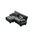 thumbnail image 5 of KYLE & KAY 94"L Shape Sofa, Chenille 2 Seater Cloud Couch with 4 Soft Pillows, Upholstered Deep Seat Sofa Couch with Convertible Ottoman for Living Room, Apartment, Office, Gray, 5 of 7