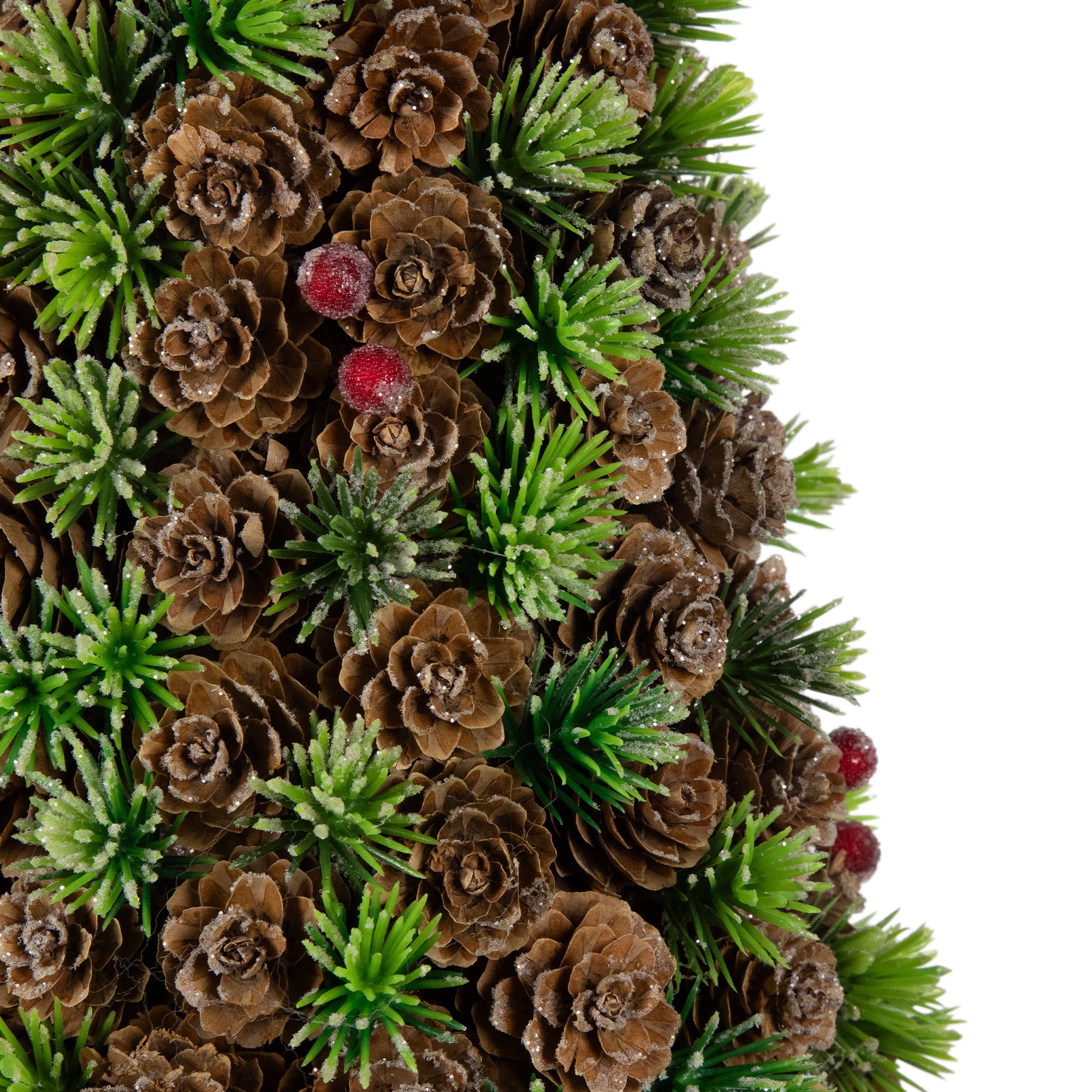 Northlight Mini Pinecone and Frosted Wild Berries Christmas Cone Tree - 15"