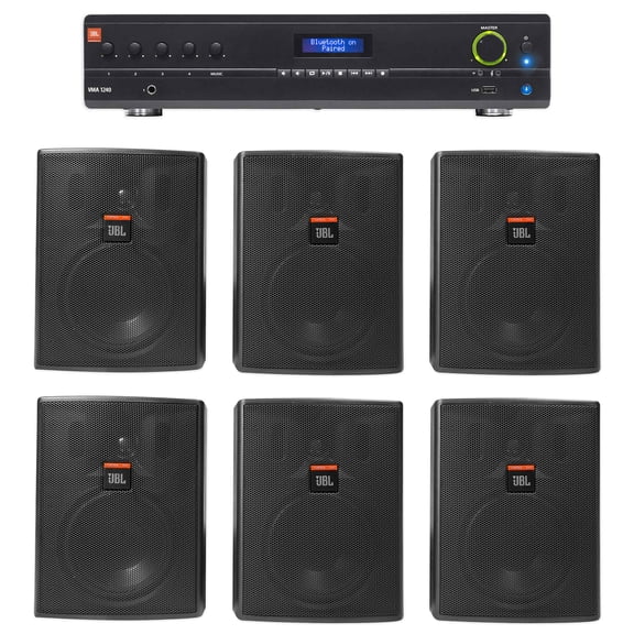 JBL VMA1240 Commercial/Restaurant 240W 70v Amplifier (6) Indoor/Outdoor Speakers