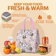 thumbnail image 5 of Pioneer Flower Floral Print Pattern Insulated Lunch Bag for Women & Adults,Large Portable Soft Cooler Lunch Bag,Thermal Food Storage Tote with Pearl Cotton,8.66L,8.75x5.75x9.5 Inch, 5 of 6