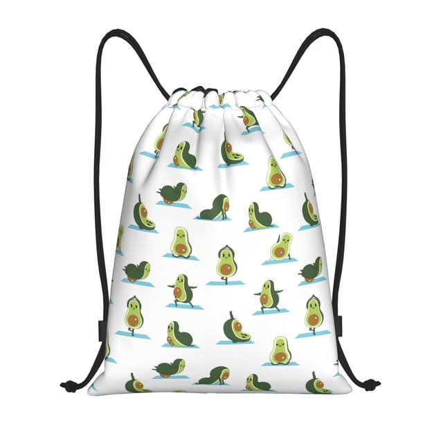 Saiise Cute Avocado Yoga Pattern Sports Drawstring Backpack - String Swim Gym Bag with Wet Proof Pocket for Women&Men-Small