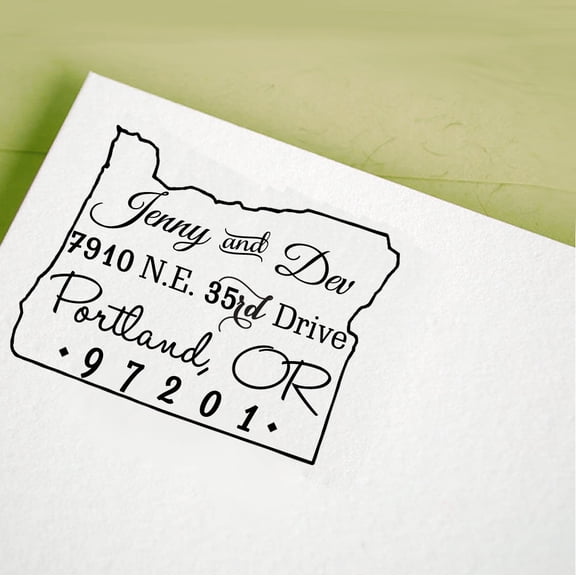 Self Inking Oregon State Map Stamp Custom Return Address Rubber Stamp Proposal Gift Idea