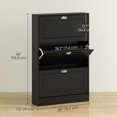 thumbnail image 3 of HOMCOM Narrow Shoe Cabinet with 3 Flip Drawers for Entryway, Black, 3 of 10