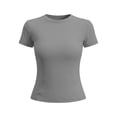 thumbnail image 4 of CQONEPT Women Elastic Workout Shirts Breathable Compression Quick Dry Gym Lightweight Basic Fitted Running Tops Gray XXXXXL, 4 of 5
