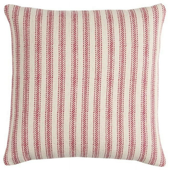 Red & Natural Ticking Stripe Throw Pillow