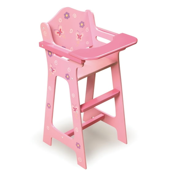 Badger Basket Blossoms and Butterflies Doll High Chair Feeding Seat for 18 inch Dolls - Pink