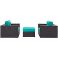 thumbnail image 3 of Modway Convene 3 Piece Outdoor Patio Sofa Set in Espresso Turquoise, 3 of 6