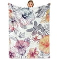 thumbnail image 4 of Watercolor Floral Throw Blanket Plant Flower Blanket Butterfly Dragonfly Throw Blanket Soft Flannel Fleece Blanket Cozy Fuzzy Plush Throw Blanket for Bed Sofa Travel 60” x 80”, 4 of 6