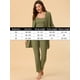thumbnail image 4 of Pijama de punto para mujer, ropa de dormir informal, pantalones, cárdigan encogiéndose de hombros, conjunto de salón de 3 piezas, verde pequeño, 4 of 4