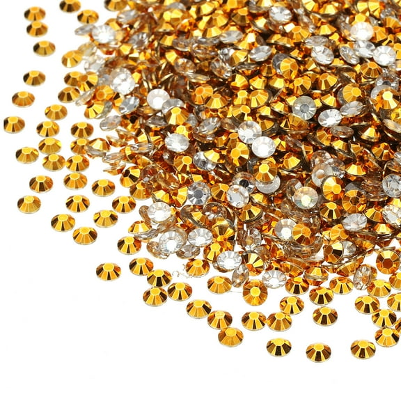 3000-Pack Resin Flatback Rhinestone, 5mm Flat Back Rhinestones Crystals Bulk for Crafts/Clothes/Nail Decoration [Gold Tone]