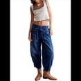 thumbnail image 1 of Pantalones Vaqueros Holgados de Tiro Bajo para Mujer, Informales, con Cintura Elástica y Bolsillos. Azul XL, 1 of 10