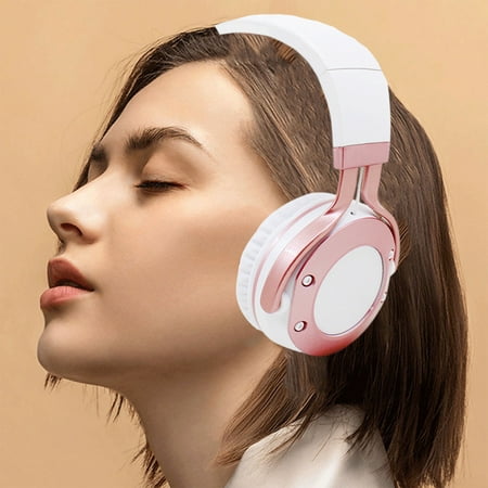 Noise Canceling Gaming Headset Hwkond Headworn Wireless Bluetooth Earphones Ultra Long Standby Sports Subwoofer Earphones Universal For Mobile Phones And Computers Pink