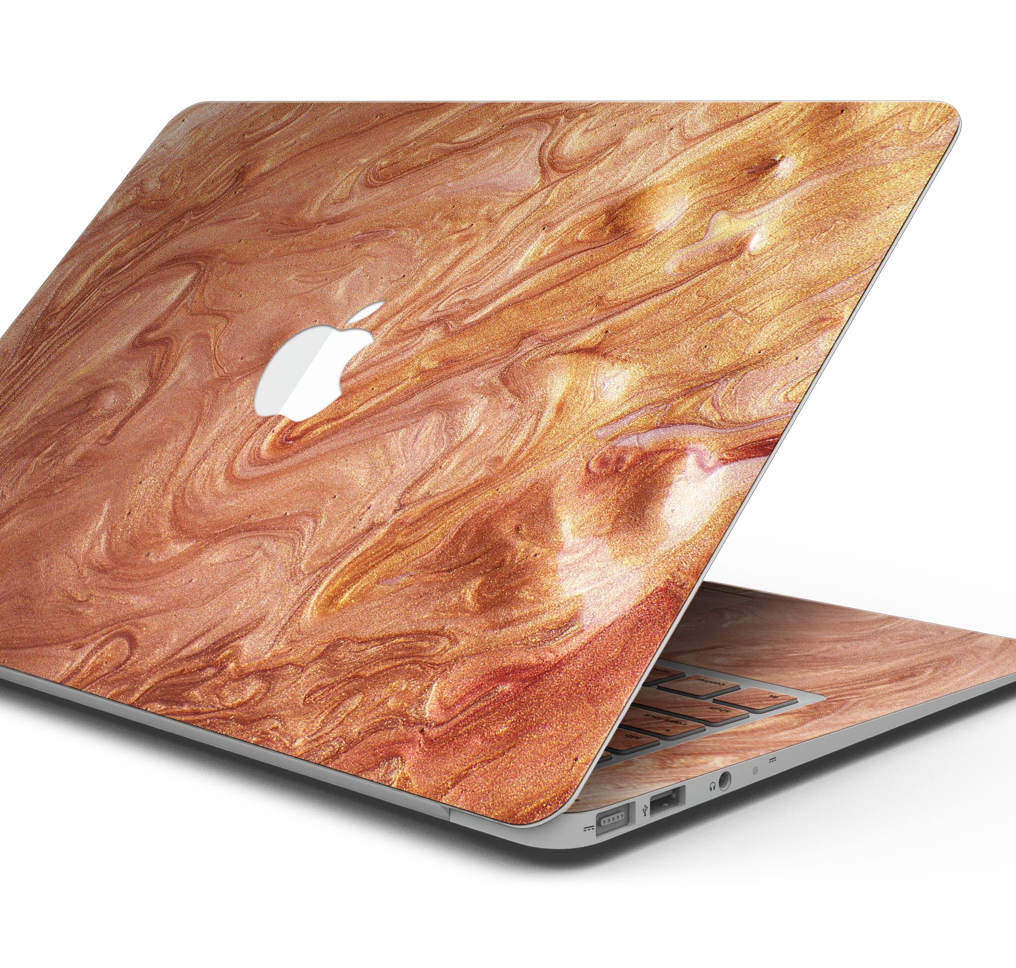 Modern Marble Copper Metallic Mix V3 Premium Protective Decal Skin-Kit for the Apple Credit Card