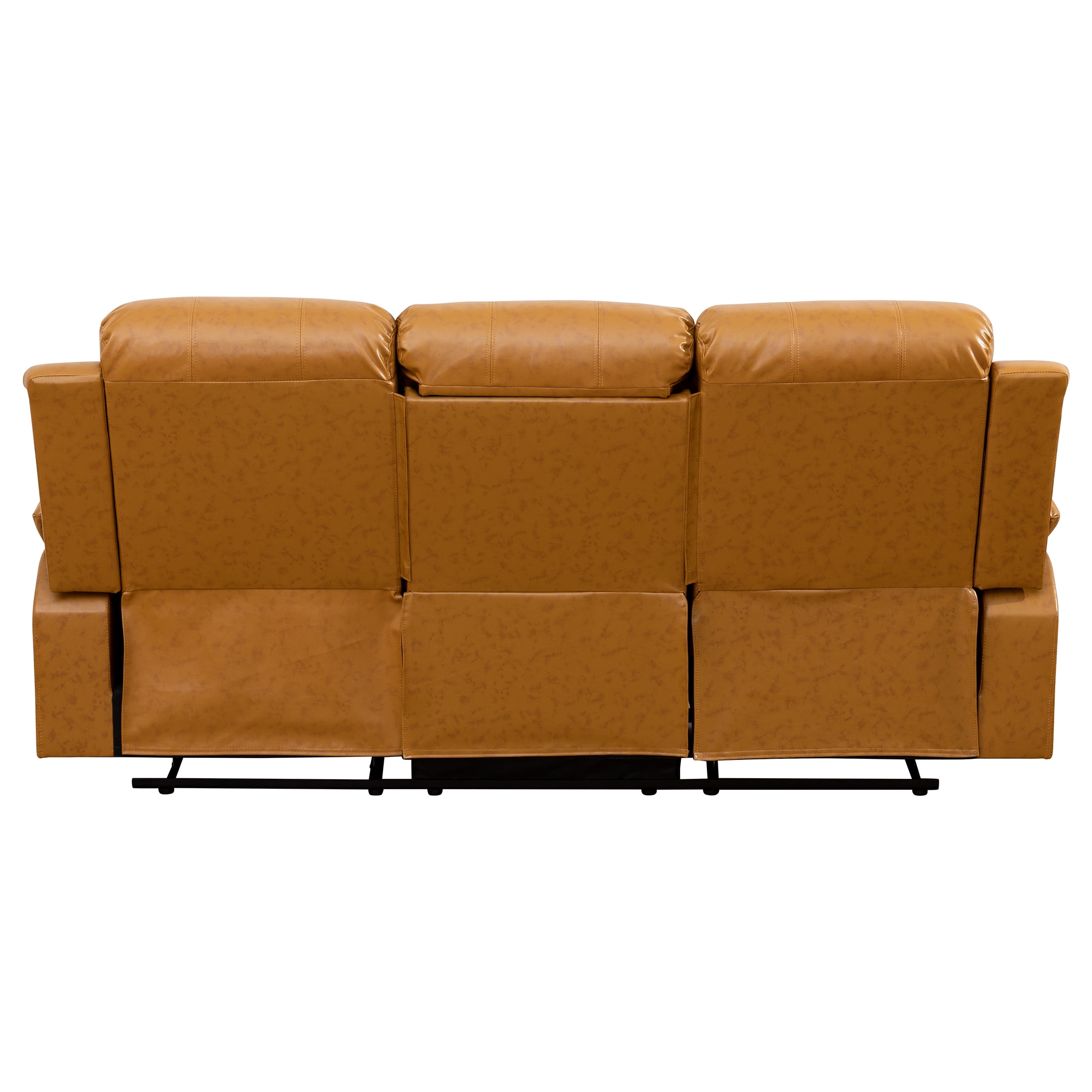 AUKFA 3 Seats Recliner Sofa Chair, Home Theater Sofa with Flipped Backrest and Cupholder, Yellow