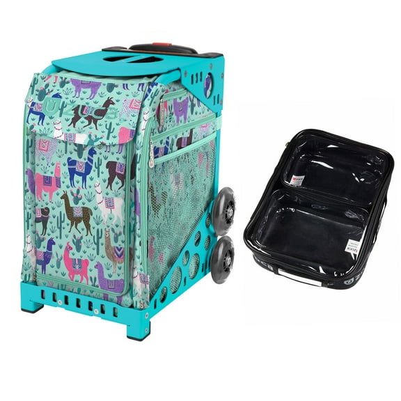 Zuca 18" Sport Bag - Llama Rama with 1 Large and 2 Mini Utility Pouches (Turquoise Frame)