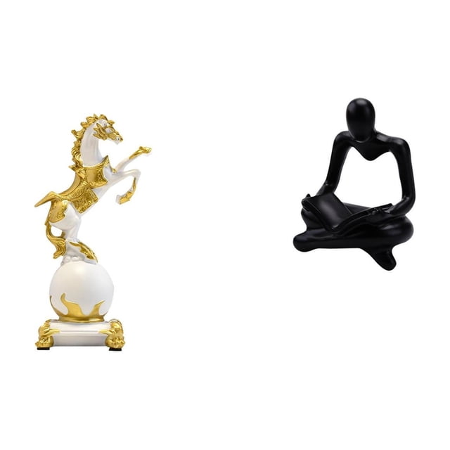 Figura de escritorio,Estantería con estatua de caballo para escritorio,oficina y decoración del hogar.,Figura decorativa de escritorio de resina para decoración del hogar,Figura de pensador