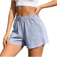thumbnail image 2 of Sheghy Women's Shorts 100%Cotton Women Solid High Waist Slimming Loose Casual Summer Shorts Light Blue XL, 2 of 7