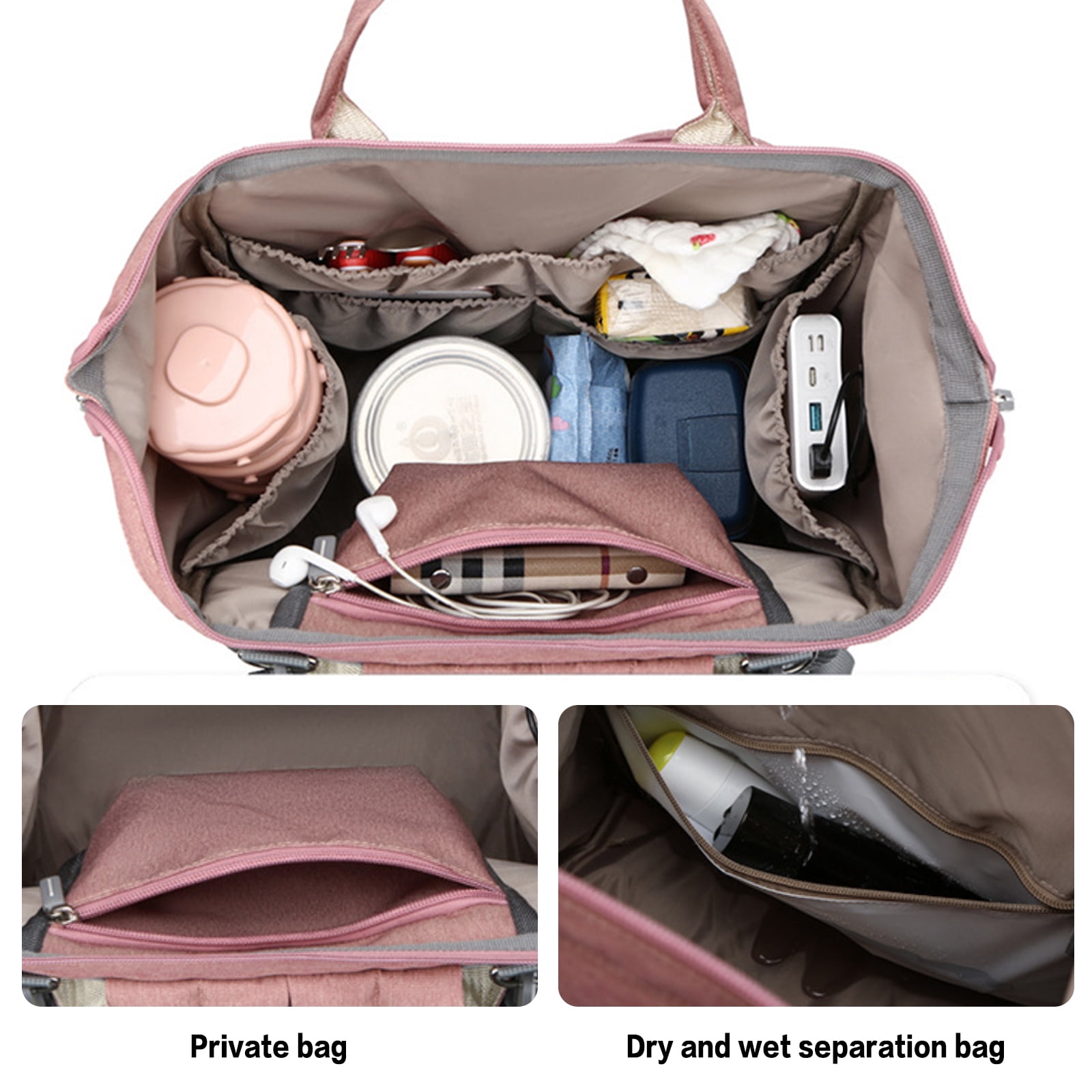 Baby Diaper Bag Backpack with Foldable Bed Changing Bed Bag with Changing Mat &Stroller Straps Portable Large Capacity for Travel Baby Supplies