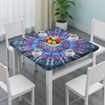 thumbnail image 3 of Colorful Tie Dye Pattern Square Fitted Tablecloth with Elastic Edge,Square Table Cover,Washable Elastic Table Cover for Home Kitchen Party Decor 36"x36", 3 of 6