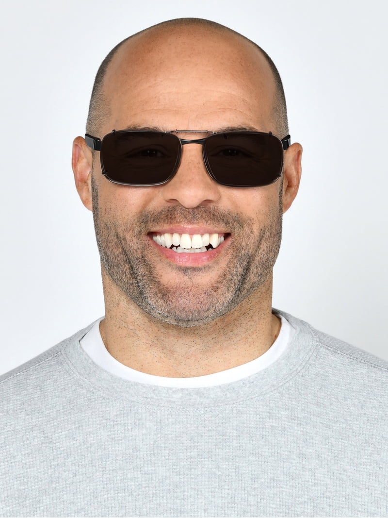 Foster Grant® Solar Shield® Clip Ons Rectangle Unisex Sunglasses