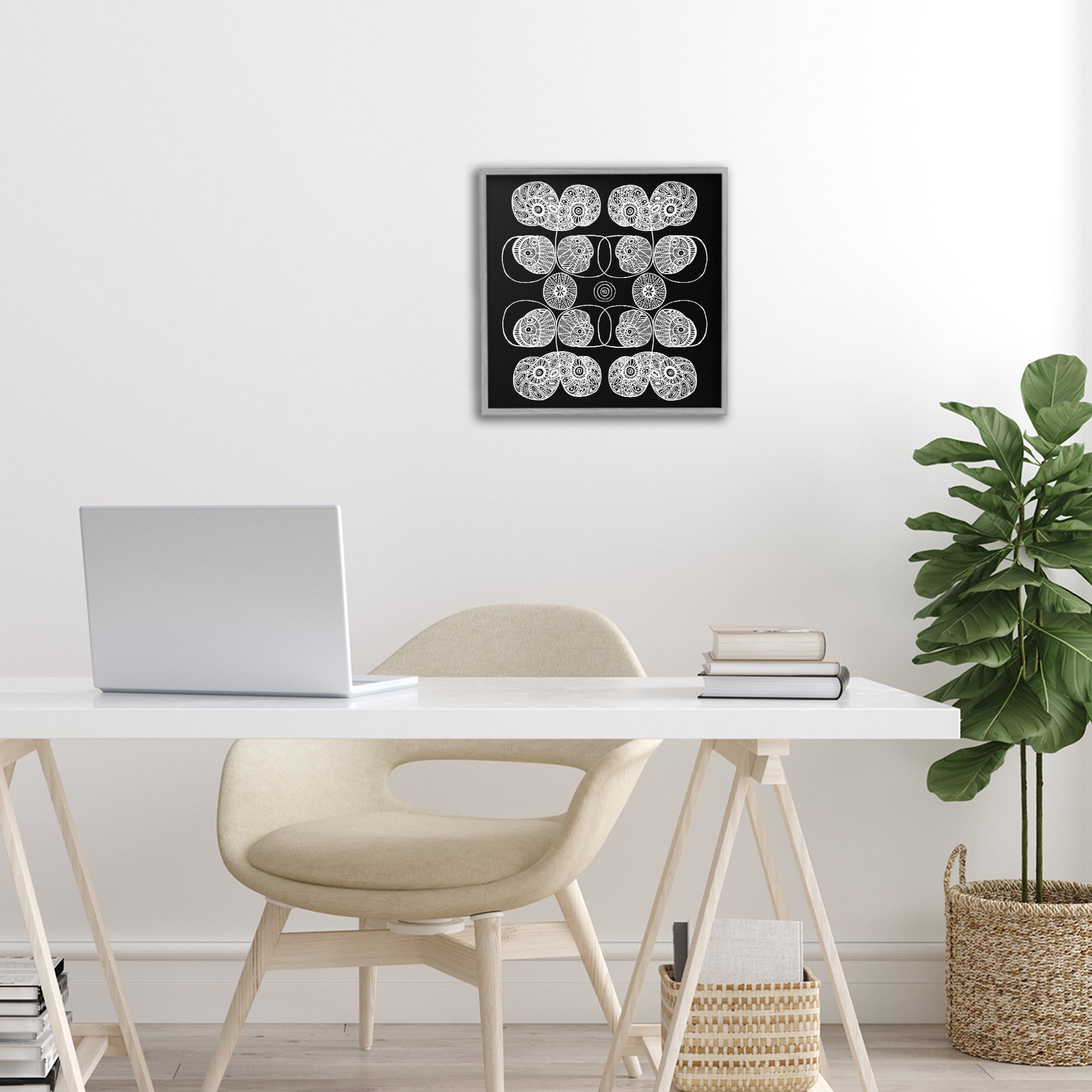 Stupell Industries Detailed Rounded Elementals Gray Framed Giclee Art, design by El Perkin