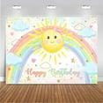 thumbnail image 4 of Fondo de cumpleaños con arcoíris y sol para niños, decoraciones para fiesta de cumpleaños "Eres mi sol", fondo fotográfico con temática de arcoíris pastel, pancarta para mesa de pastel, 4 of 5