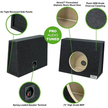 Atrend - 10" Single Sealed Subwoofer Enclosure - Charcoal