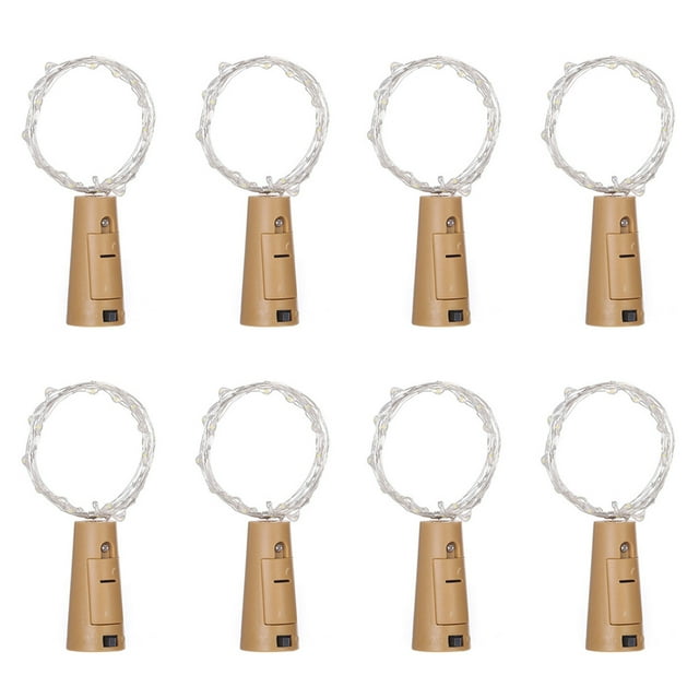 Paquete de 8 luces para botellas de vino, 20 luces LED con pilas de 6,6 pies para fiesta de Navidad en el dormitorio