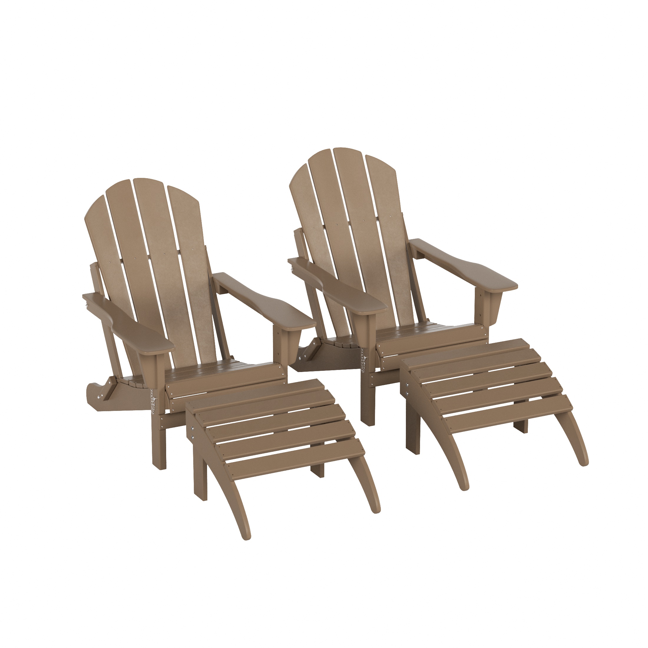 WestinTrends Malibu Outdoor Lounge Chair Set, 4Pieces Adirondack Chair Set of 2 with Ottoman