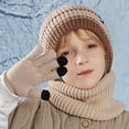 thumbnail image 2 of Gpaecead 4-10 Years Boy's And Girl's Baby Winter Kid's Scarf Hat Gloves Three Piece Hat Set Beige, 2 of 7