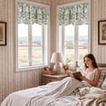 thumbnail image 2 of NICETOWN Valance Curtain for Window, Ruffled Linen Peony Valance Shabby Chic Small Window Treatment for Bedroom, Farmhouse Light Filtering Rod Pocket Valance Curtains, Sage Green, 52"x18", 1 Panel, 2 of 10