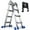 Blue, variant on HBTower Ladder, A Frame 3 Step Extension Ladder, 11 Ft Multi Position Ladder with Removable Tool Tray and Stabilizer Bar, 330 lbs Capacity Telescoping Ladder for Household and Outdoor Work