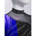 thumbnail image 4 of Doomiva Kids Girls Shiny Rhinestone Figure Ice Skating Dress Long Sleeve Ballet Lyrical Dance Dress for Performance Black Blue 16, 4 of 7