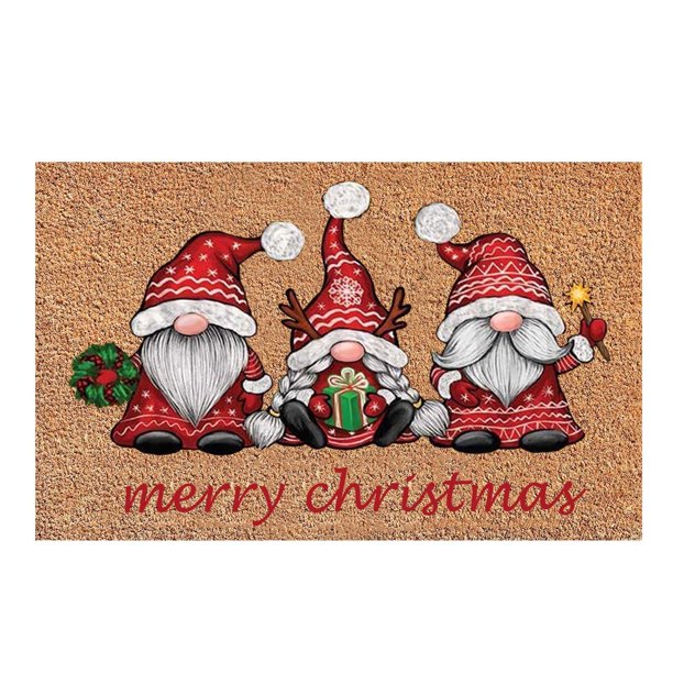 Felpudo decorativo de bienvenida de Navidad, felpudo de Navidad con divertido gnomo Tomte, felpudo de goma antideslizante para Navidad, felpudo de entrada para interior y exterior, felpudo para