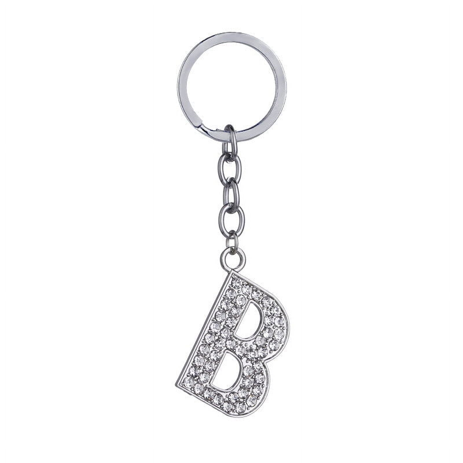 Unisex Keychain Zinc Alloy Diamond Letter Pendant Creative Heart Shaped Metal Key Ring Individually Packed Key