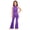 Purple, variant on Kids Girls Lyrical Dance Bodysuit Jumpsuit Flare Bell Bottom Pants Rhinestones Mesh Gymnastics Leotard Royal Blue 6